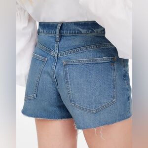 Madewell Perfect Jean Shorts Denim Blue Women's 24 Mid Length High Waist Raw Hem